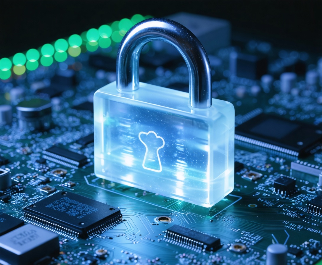 Ein Schloss auf einer Platine symbolisiert Datensicherheit